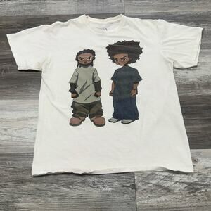 Vintage Y2K The Boondocks White Men M Comics TV Show Riley Huey Freeman T-Shirt
